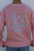 LADIES COASTAL BLUE CREW-BLUSH