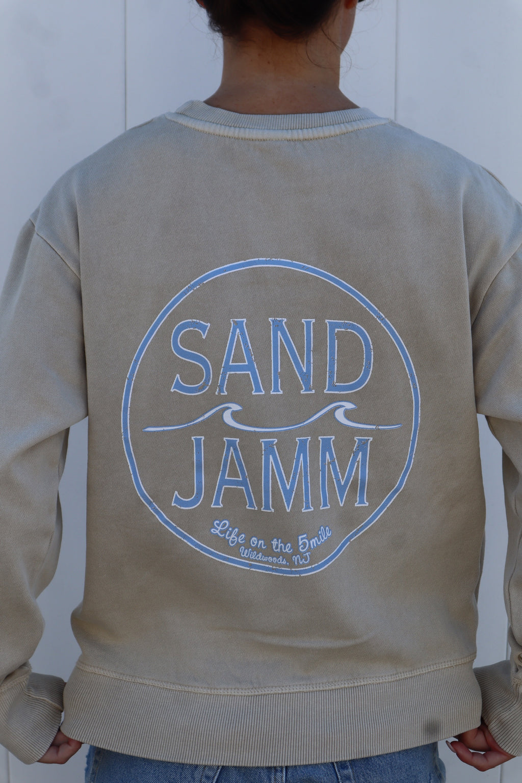 LADIES COASTAL BLUE CREW-KHAKI