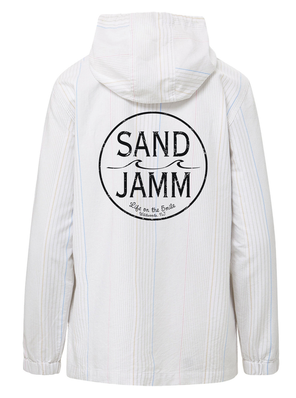 LADIES POPLIN JKT. - WHT. MULTI STRIPE