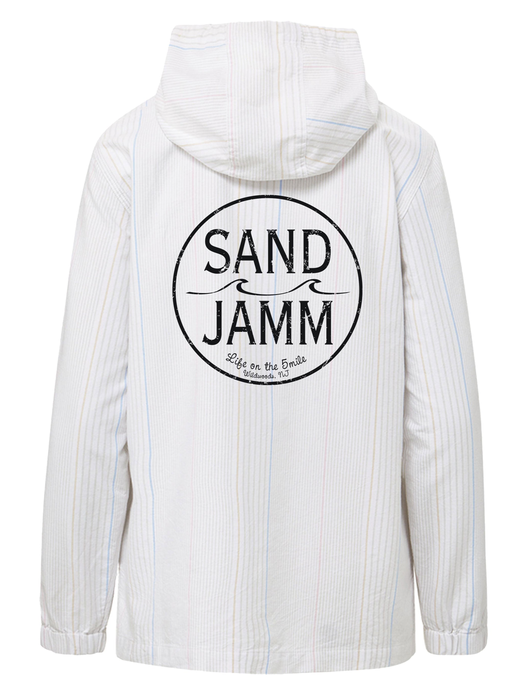 LADIES POPLIN JKT. - WHT. MULTI STRIPE