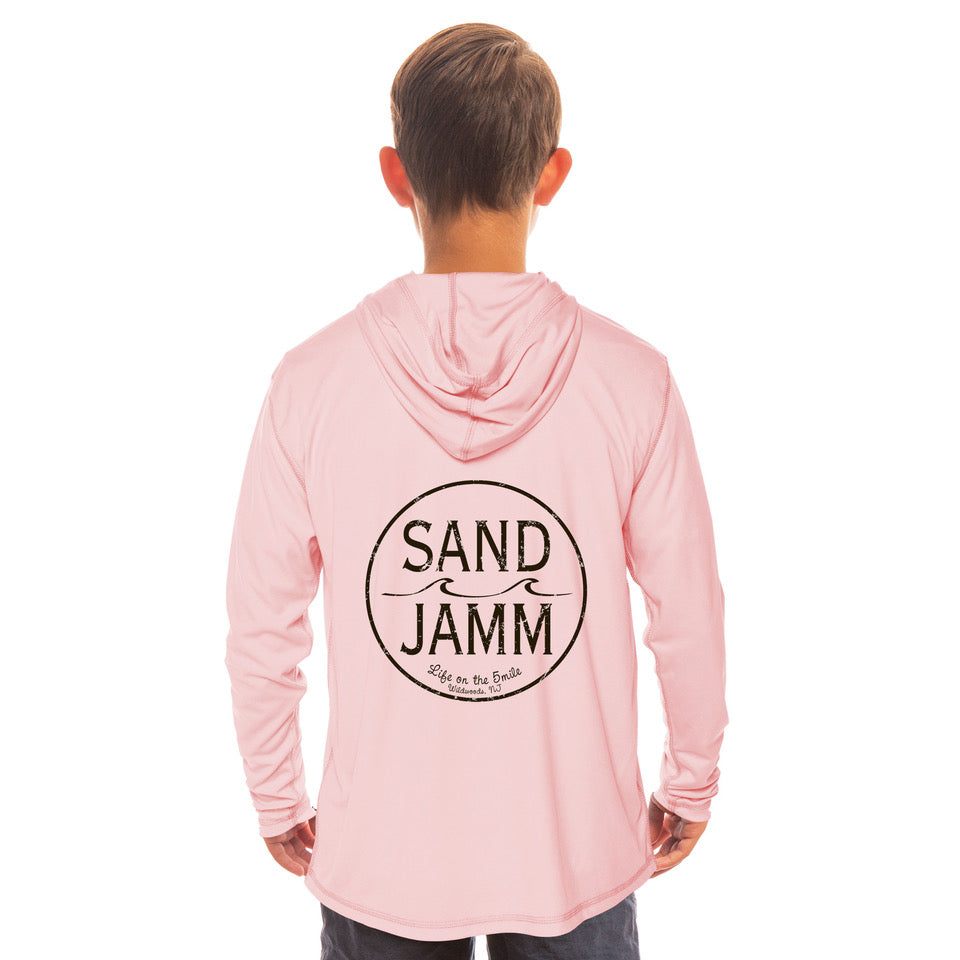 KIDS SUNSHIRT W/HOOD-PINK