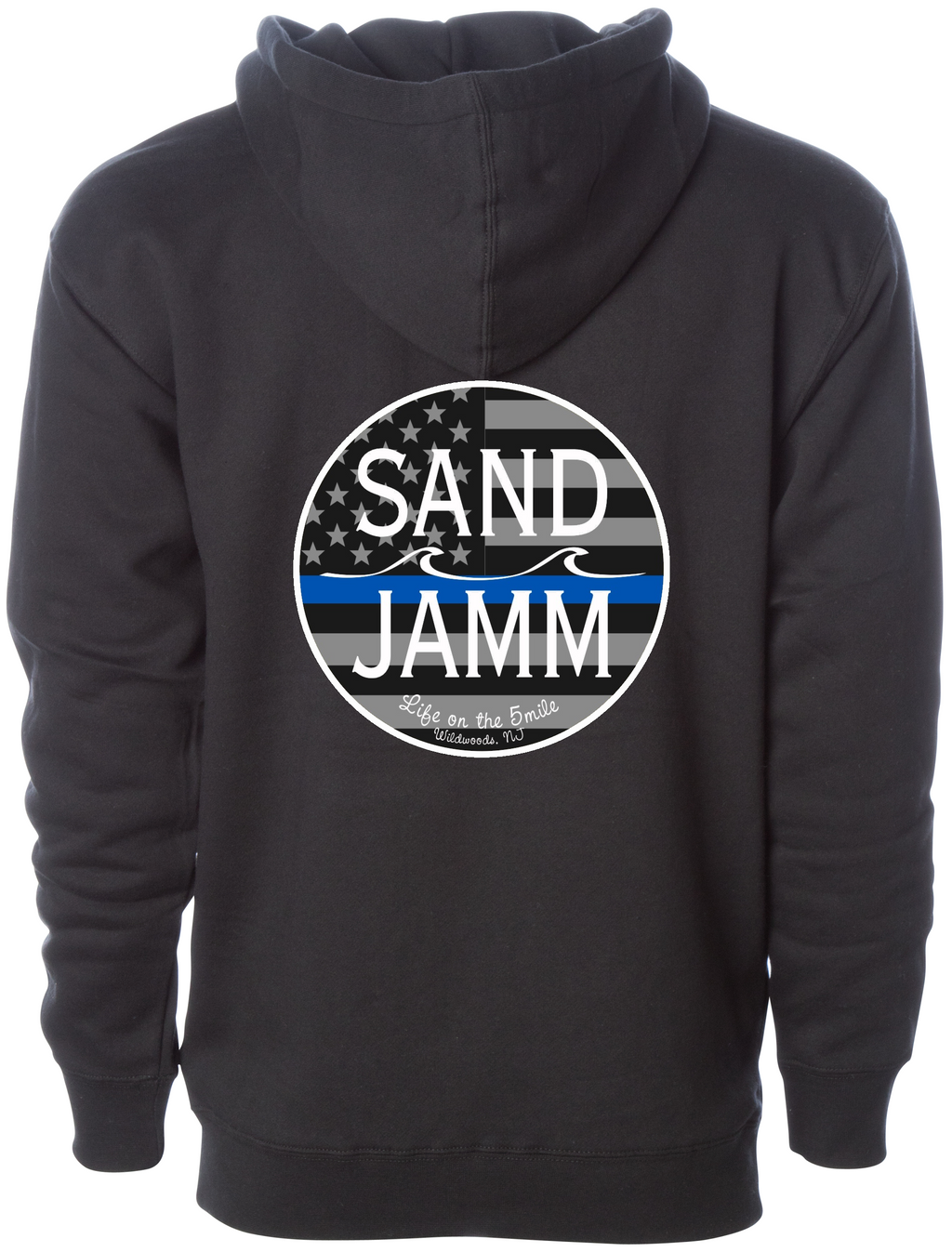 BLUE LINE HOOD - BLK