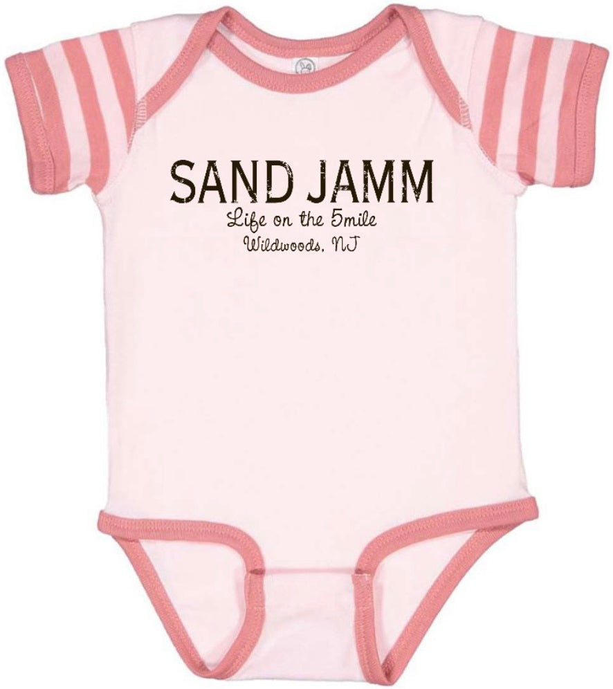 SJ ONESIE - PINK/ROSE STRIPE