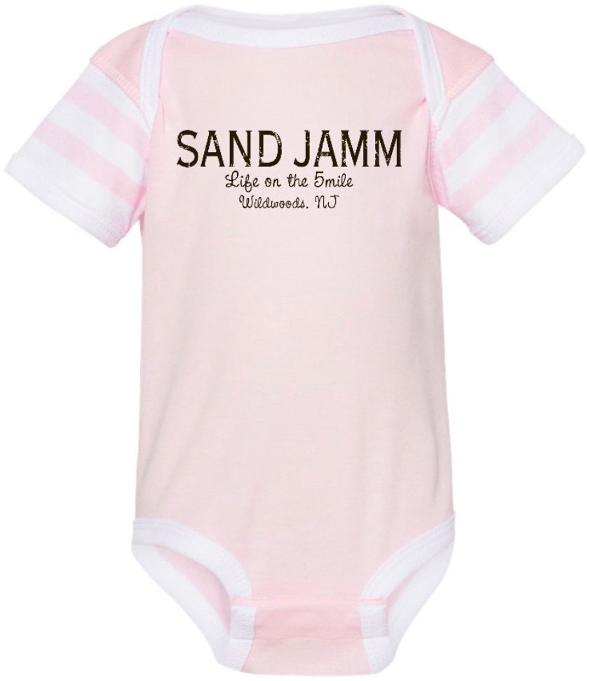 SJ ONESIE - PINK/WHT STRIPE